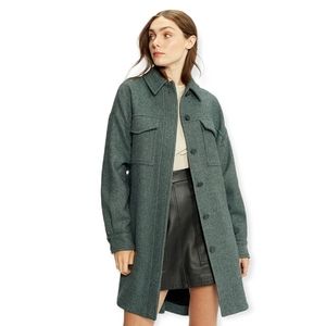 TED BAKER Wool Blend Emerii Belted Oversized Shacket Shirt Jacket